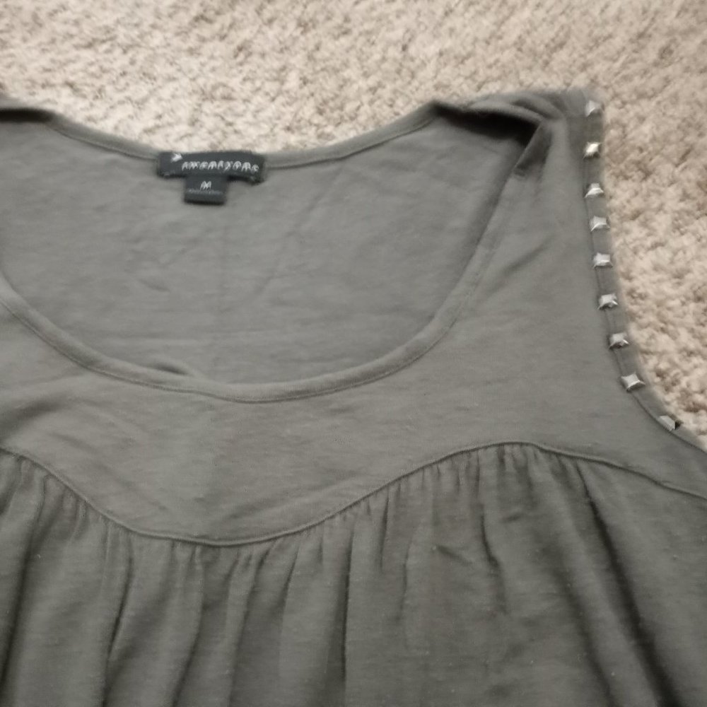Olive green studded womens tank